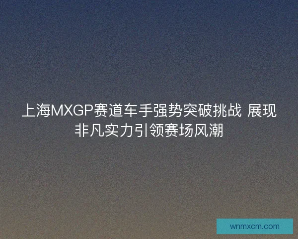 上海MXGP赛道车手强势突破挑战 展现非凡实力引领赛场风潮
